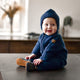 Mikk Line Combinaison bébé en laine mérinos Blue Nights