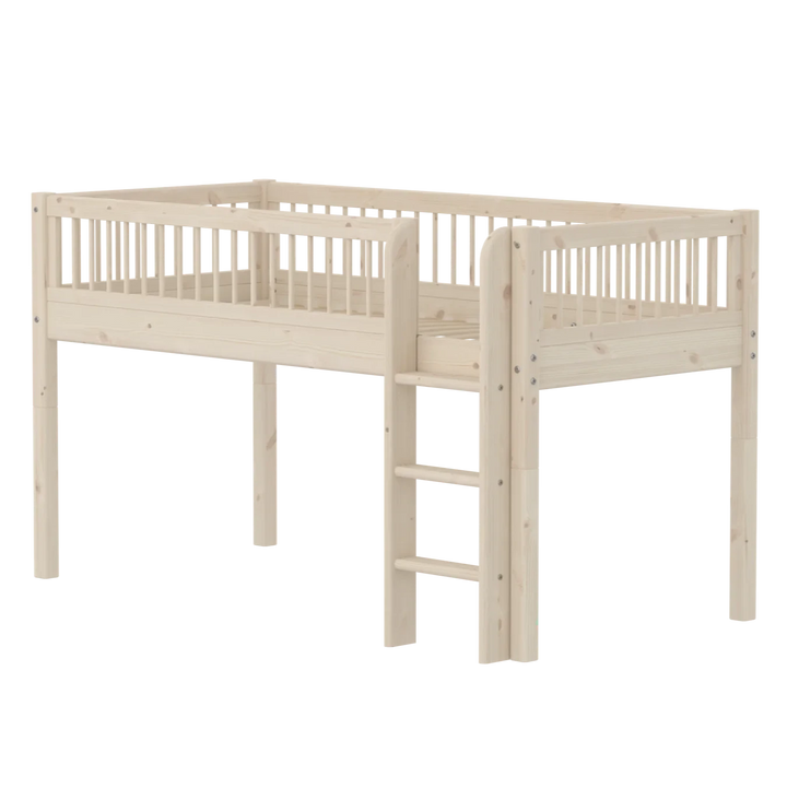 Flexa Lit mezzanine haut pour bébé Classic White Washed Pine