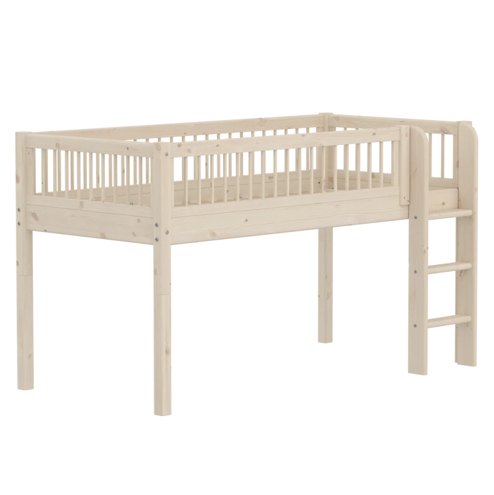 Flexa Lit mezzanine haut pour bébé Classic White Washed Pine