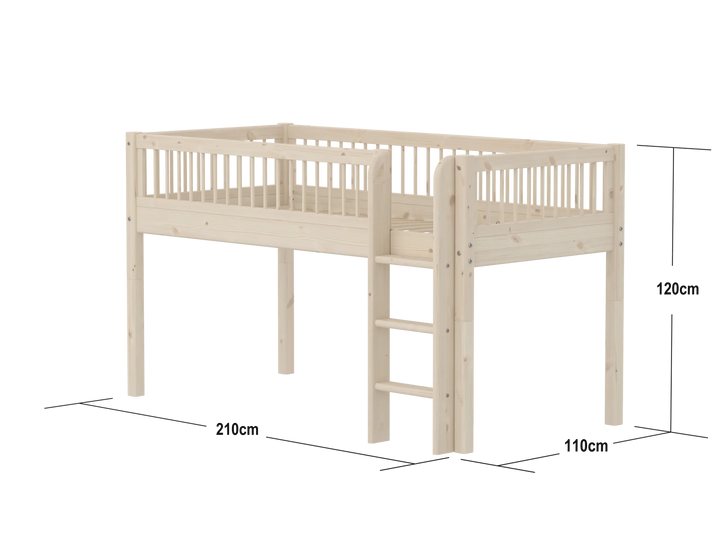 Flexa Lit mezzanine haut pour bébé Classic White Washed Pine