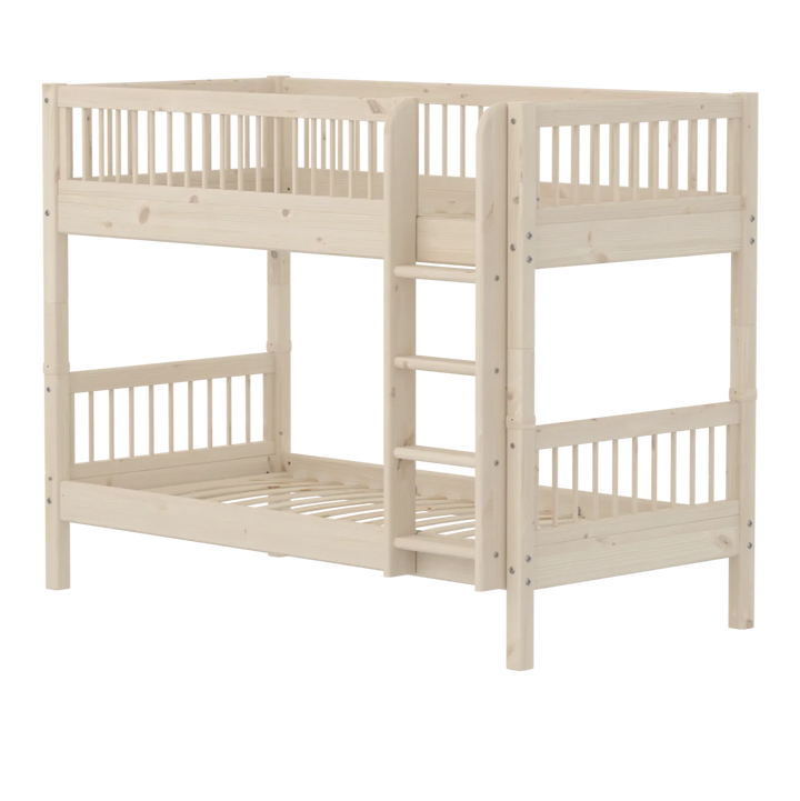 Flexa Lit superposé pour enfant avec échelle droite Classic White Washed Pine