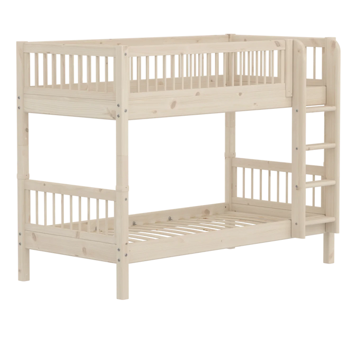 Flexa Lit superposé pour enfant avec échelle droite Classic White Washed Pine