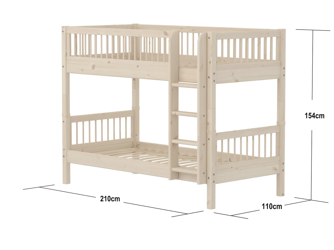 Flexa Lit superposé pour enfant avec échelle droite Classic White Washed Pine