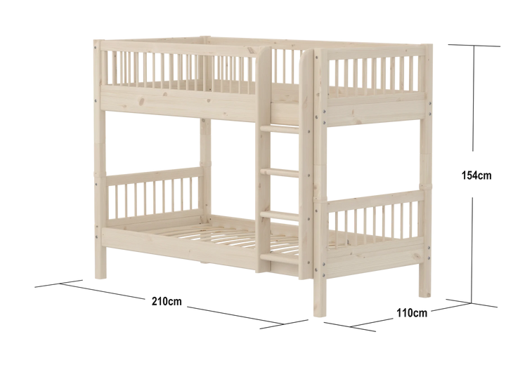 Flexa Lit superposé pour enfant avec échelle droite Classic White Washed Pine