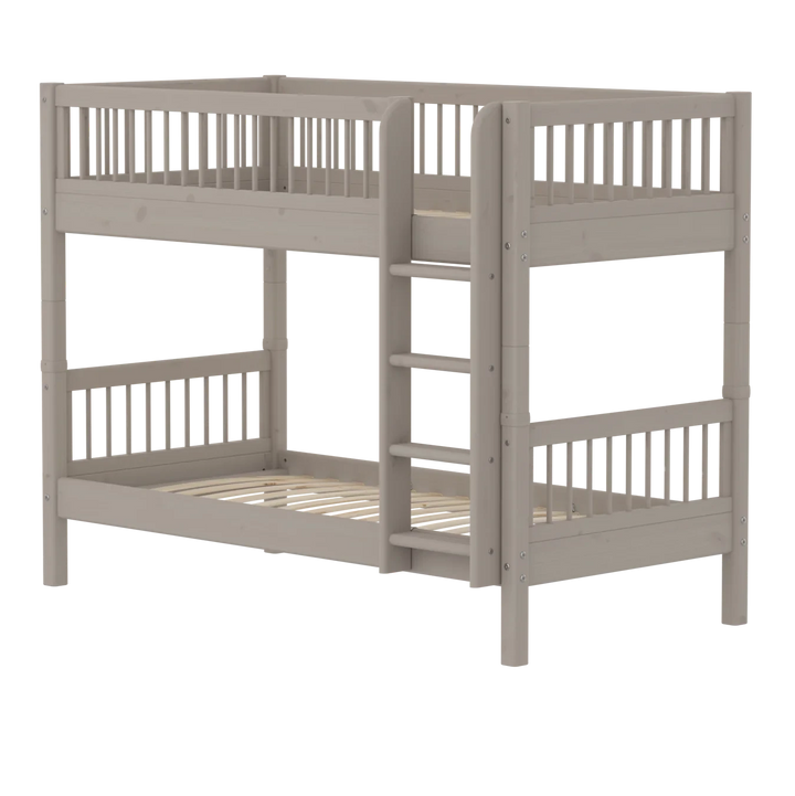 Flexa Lit superposé pour enfants avec échelle droite Classic Grey Washed Pine