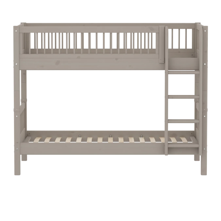 Flexa Lit superposé pour enfants avec échelle droite Classic Grey Washed Pine