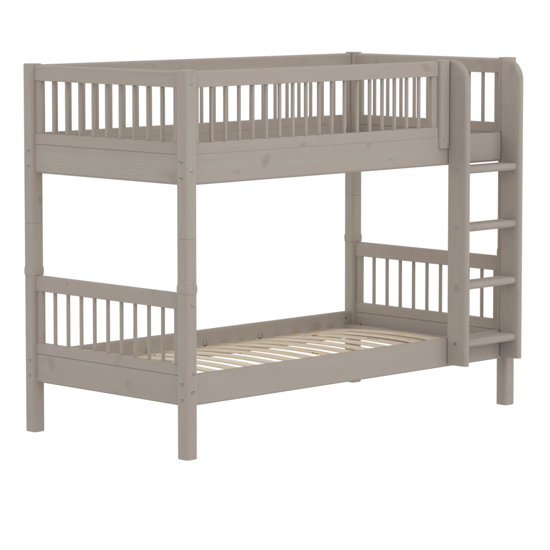 Flexa Lit superposé pour enfants avec échelle droite Classic Grey Washed Pine