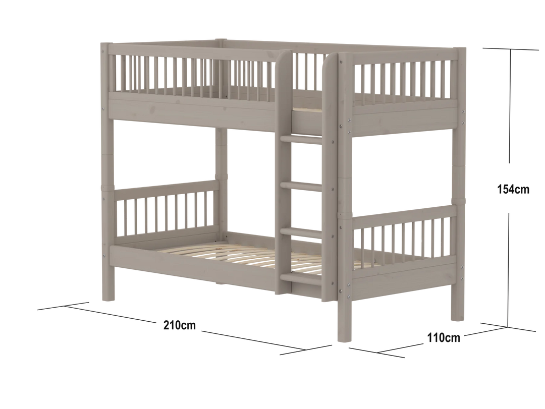 Flexa Lit superposé pour enfants avec échelle droite Classic Grey Washed Pine