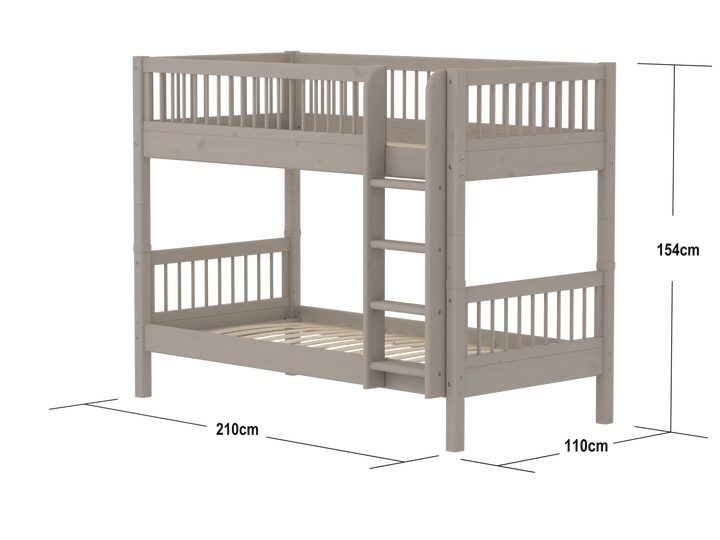 Flexa Lit superposé pour enfants avec échelle droite Classic Grey Washed Pine