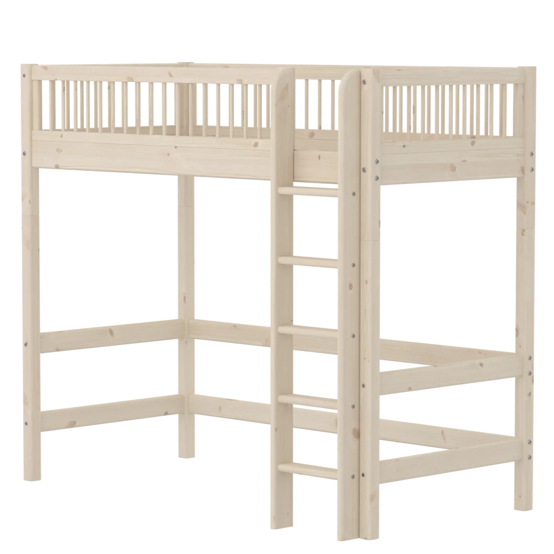 Flexa Lit mezzanine haut pour bébé Classic White Washed Pine