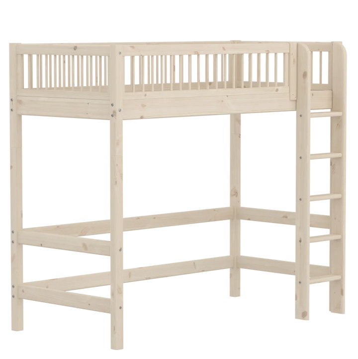 Flexa Lit mezzanine haut pour bébé Classic White Washed Pine