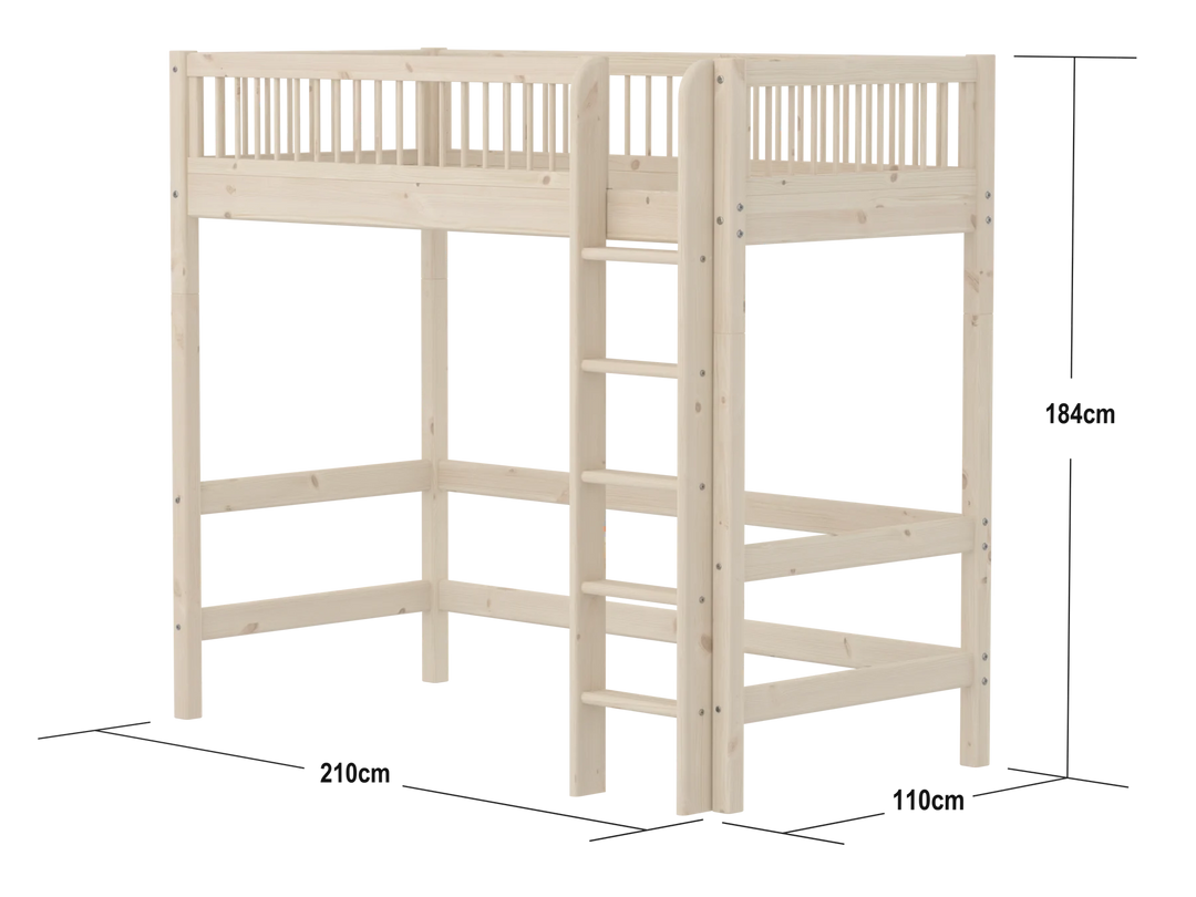 Flexa Lit mezzanine haut pour bébé Classic White Washed Pine