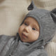 Huttelihut Cagoule enfant en laine à rayures avec oreilles Medium Grey Melange
