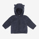Huttelihut Veste enfant en laine mérinos avec capuche et oreilles Ombre Blue Melange
