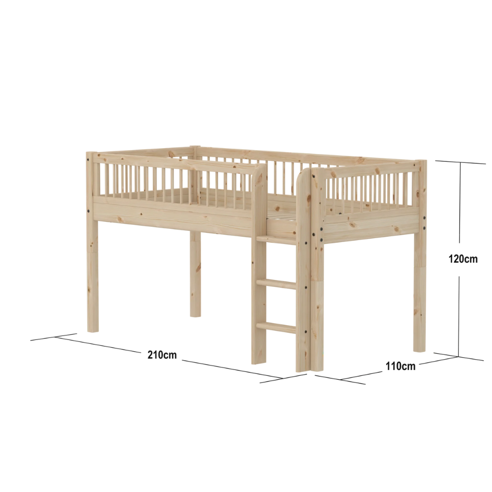 Flexa Lit mezzanine haut pour bébé Classic Pine