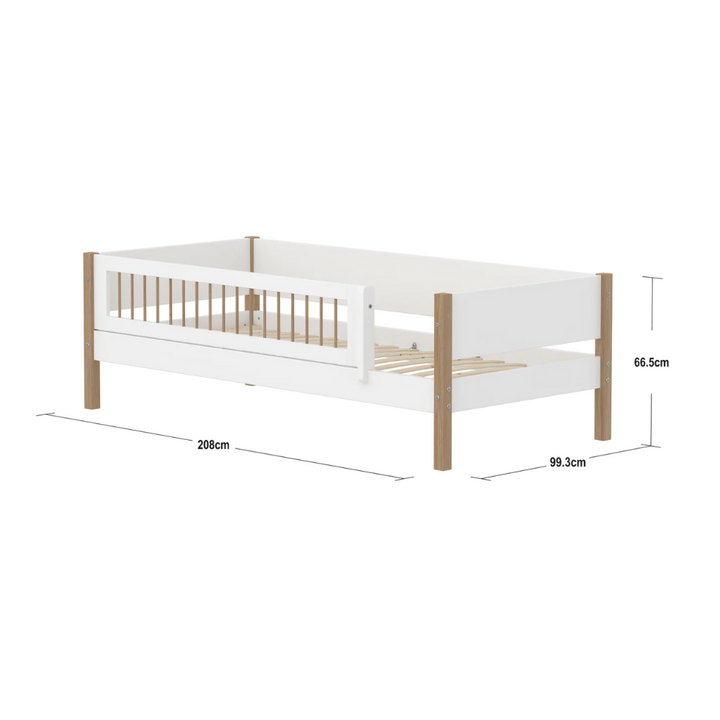 Flexa Lit simple pour enfant avec barre de sécurité de la collection Nor White oak