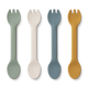 Liewood Couverts en silicone - cuillère/fourchette 2en1 4 pièces Faune green multi mix